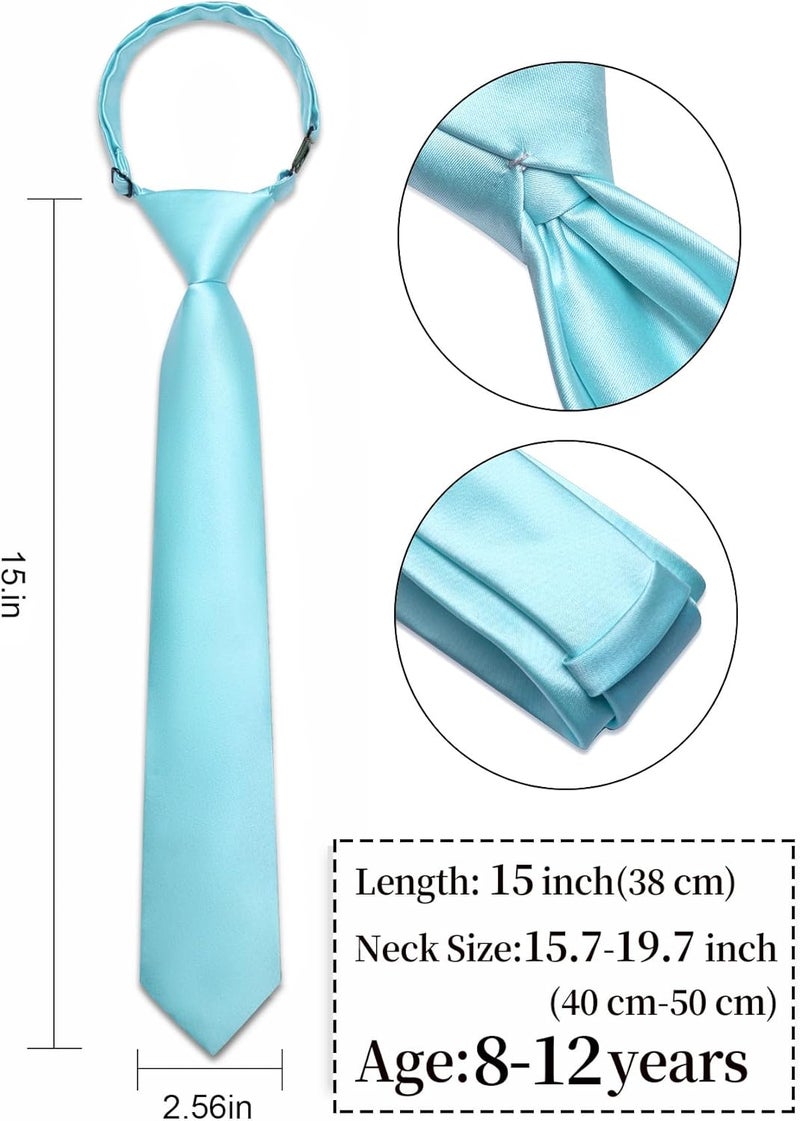Ailisus Store Boys Tie Solid Color Silk Satin Pre-tied Kids Necktie for Age 8-12 Adjustable Formal Wedding School Graduation - Image 3